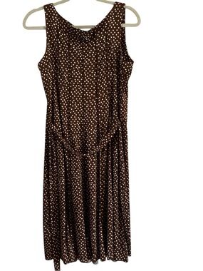 Pretty Woman Brown Polka Dot Dress Voir Voir Petite Size 12 Sleeveless Midi
